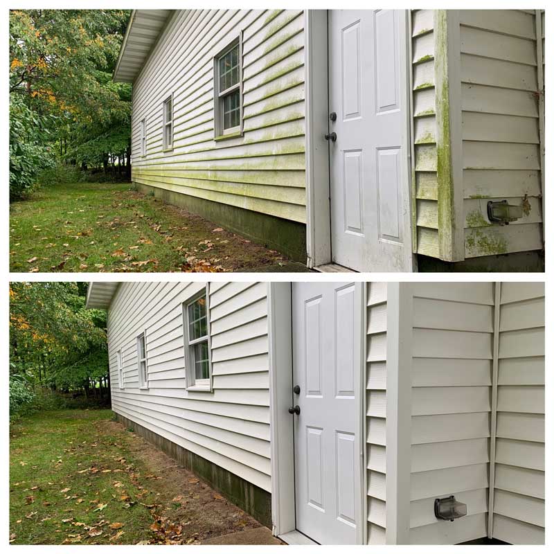 Before and after house washing